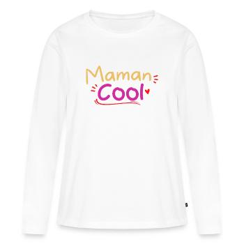 cadeau maman cool Cadeau Noel Maman Humour Femme - T-shirt manches longues Premium bio Femme - blanc - Devant - Julia (174cm)