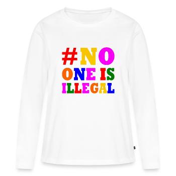 No one is illegal - T-shirt manches longues Premium bio Femme - blanc - Devant - Julia (174cm)