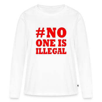 No one is illegal - T-shirt manches longues Premium bio Femme - blanc - Devant - Julia (174cm)