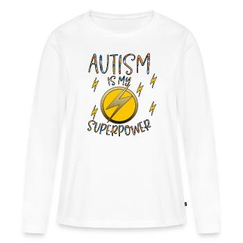 Autism Superpower Autisme Syndrome d’Asperger - T-shirt manches longues Premium bio Femme - blanc - Devant - Julia (174cm)