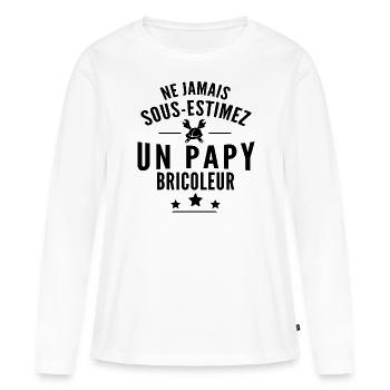 jamais sous estimez un papy bricoleur - T-shirt manches longues Premium bio Femme - blanc - Devant - Julia (174cm)