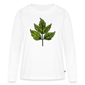 Blatt - Eschen-Ahorn - Frauen Premium Bio Langarmshirt - Weiß - Vorne - Julia (174cm)