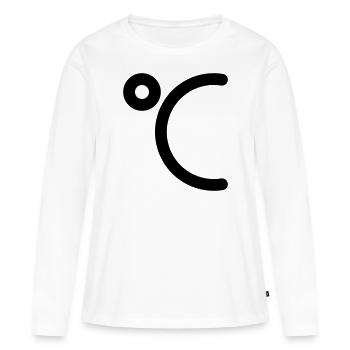 Icône Degrés Celsius à personnaliser - T-shirt manches longues Premium bio Femme - blanc - Devant - Julia (174cm)