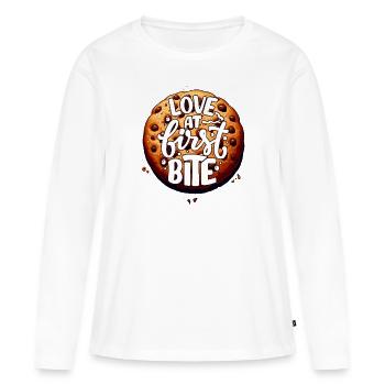 Liebe auf den ersten Bissen - Frauen Premium Bio Langarmshirt - Weiß - Vorne - Julia (174cm)