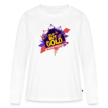 Old but Gold Graffiti Neon Never too Old - Women's Premium Organic Long Sleeve Shirt - white - Front - Julia (174cm)