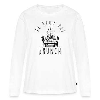 Ich kann nicht, ich brunche. - Frauen Premium Bio Langarmshirt - Weiß - Vorne - Julia (174cm)