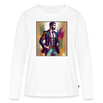 Homme d’affaires en costume - T-shirt manches longues Premium bio Femme - blanc - Devant - Julia (174cm)