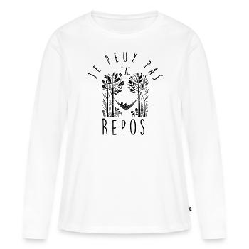Ich kann nicht, ich ruhe mich aus. - Frauen Premium Bio Langarmshirt - Weiß - Vorne - Julia (174cm)