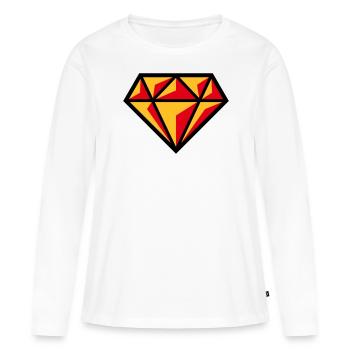Diamant (pierre précieuse symbole brillant / POS rouge 3C) - T-shirt manches longues Premium bio Femme - blanc - Devant - Julia (174cm)