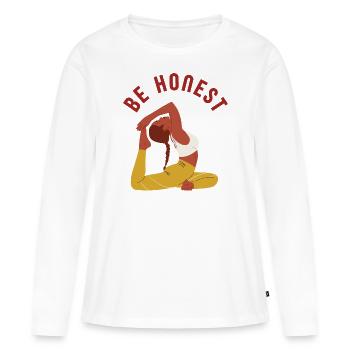 Soyez honnête – Flowing Grace Yoga-Girl - T-shirt manches longues Premium bio Femme - blanc - Devant - Julia (174cm)