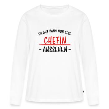 Chefin Mama Lustiger Spruch Familie Beruf Geschenk - Frauen Premium Bio Langarmshirt - Weiß - Vorne - Julia (174cm)