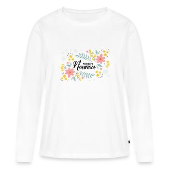 Meilleure Nounou cadeau nounou - T-shirt manches longues Premium bio Femme - blanc - Devant - Julia (174cm)