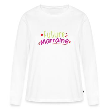 future marraine cadeau femme - T-shirt manches longues Premium bio Femme - blanc - Devant - Julia (174cm)