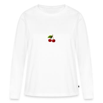 je veux des cerises cadeau humour femme - T-shirt manches longues Premium bio Femme - blanc - Devant - Julia (174cm)