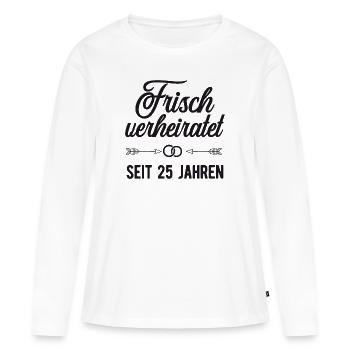 Mariage argenté 25 ans - T-shirt manches longues Premium bio Femme - blanc - Devant - Julia (174cm)