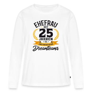 Silberhochzeit, silberne Hochzeit - Frauen Premium Bio Langarmshirt - Weiß - Vorne - Julia (174cm)