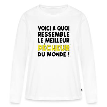 Le meilleur pêcheur - T-shirt manches longues Premium bio Femme - blanc - Devant - Julia (174cm)