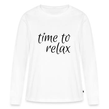 Temps pour se détendre - T-shirt manches longues Premium bio Femme - blanc - Devant - Julia (174cm)