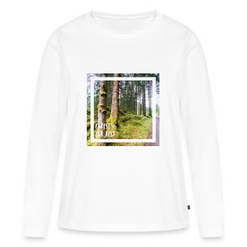 Forest = For rest. Wald = ausruhen, zur Ruhe komme - Frauen Premium Bio Langarmshirt - Weiß - Vorne - Julia (174cm)