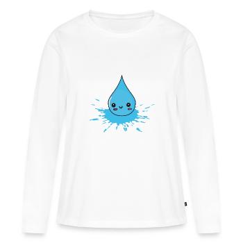 éclatement et éclaboussures - gouttes d’eau - T-shirt manches longues Premium bio Femme - blanc - Devant - Julia (174cm)