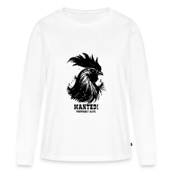 Recherché: Préfère le coq drôle vif - T-shirt manches longues Premium bio Femme - blanc - Devant - Julia (174cm)