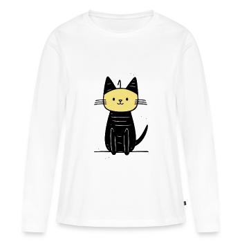 chat mignon - T-shirt manches longues Premium bio Femme - blanc - Devant - Julia (174cm)
