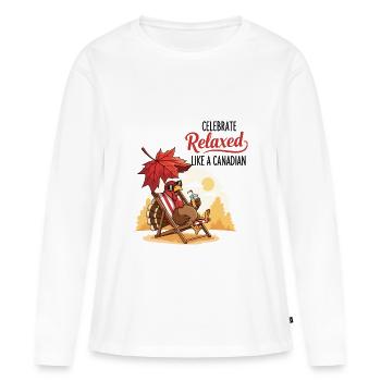Relaxed Canadian Thanksgiving - Women's Premium Organic Long Sleeve Shirt - white - Front - Julia (174cm)