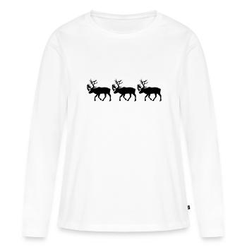 Caribou - Reindeer- xmas - T-shirt manches longues Premium bio Femme - blanc - Devant - Julia (174cm)