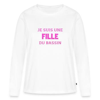 t shirt bassin d'arcachon fille du bassin noel - T-shirt manches longues Premium bio Femme - blanc - Devant - Julia (174cm)