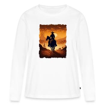 Désert de cowboy de l’Ouest - T-shirt manches longues Premium bio Femme - blanc - Devant - Julia (174cm)