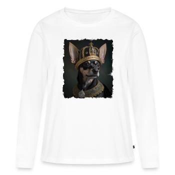 Renaissance Pet Portrait chihuahua King Crown - T-shirt manches longues Premium bio Femme - blanc - Devant - Julia (174cm)