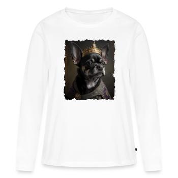 Renaissance Pet Portrait chihuahua King Crown - T-shirt manches longues Premium bio Femme - blanc - Devant - Julia (174cm)