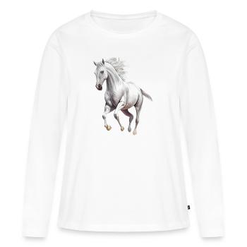 Cheval blanc - T-shirt manches longues Premium bio Femme - blanc - Devant - Julia (174cm)