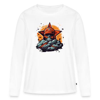 Felsen und ein Stern-Totenkopf - Frauen Premium Bio Langarmshirt - Weiß - Vorne - Julia (174cm)