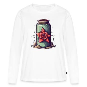 Flacon de potion magique et rose - T-shirt manches longues Premium bio Femme - blanc - Devant - Julia (174cm)