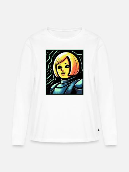 French cartoon puppet of Joan of Arc - Women's Premium Organic Long Sleeve Shirt - white