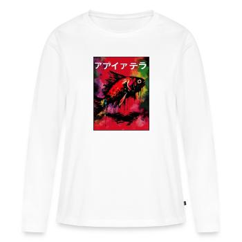 Affiche de poisson japonais - T-shirt manches longues Premium bio Femme - blanc - Devant - Julia (174cm)
