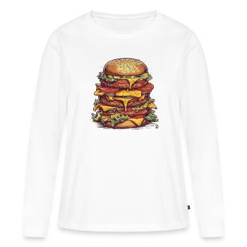 Ein riesiger Mega Cheeseburger - Frauen Premium Bio Langarmshirt - Weiß - Vorne - Julia (174cm)