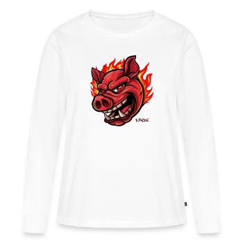 Un cochon comme une comète brûlante - T-shirt manches longues Premium bio Femme - blanc - Devant - Julia (174cm)