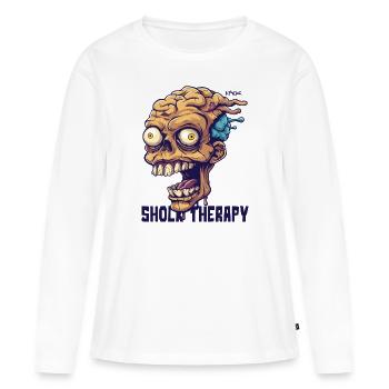 Thérapie de choc pour un crâne de zombie fou - T-shirt manches longues Premium bio Femme - blanc - Devant - Julia (174cm)