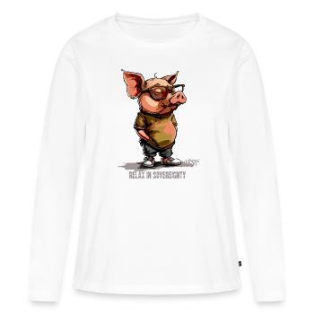 Relaxed Sovereign Pig - Women's Premium Organic Long Sleeve Shirt - white - Front - Julia (174cm)