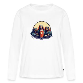 Le gars de Jésus et ses disciples : Saint Graal - T-shirt manches longues Premium bio Femme - blanc - Devant - Julia (174cm)