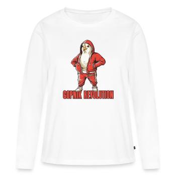 Parodie : Colombe communiste Gopnik Comrades - T-shirt manches longues Premium bio Femme - blanc - Devant - Julia (174cm)
