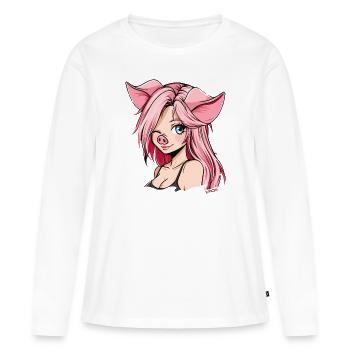 Un clin d'oeil, anime girl pigs - T-shirt manches longues Premium bio Femme - blanc - Devant - Julia (174cm)