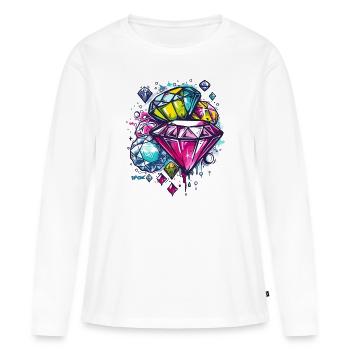 Croquis de diamants, rubis et bijoux - T-shirt manches longues Premium bio Femme - blanc - Devant - Julia (174cm)