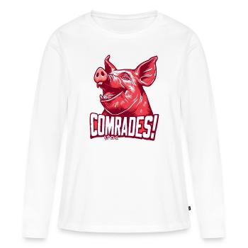 Parodie du camarade communiste Pig - T-shirt manches longues Premium bio Femme - blanc - Devant - Julia (174cm)