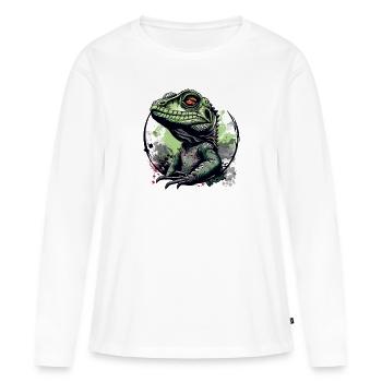 Lézard dragon d’eau, un dragon d’eau - T-shirt manches longues Premium bio Femme - blanc - Devant - Julia (174cm)