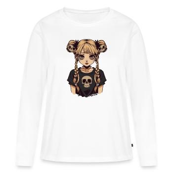 Anime Emo Girl Avec Des Tresses Et Des Crânes - T-shirt manches longues Premium bio Femme - blanc - Devant - Julia (174cm)