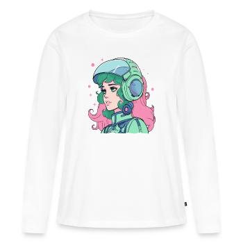 Science-Fiction 80er 90er Weltraum-Anime-Mädchen - Frauen Premium Bio Langarmshirt - Weiß - Vorne - Julia (174cm)
