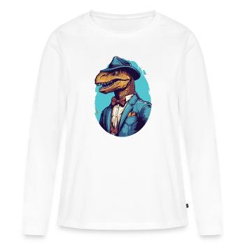 Dinosaure Raptor Détective - T-shirt manches longues Premium bio Femme - blanc - Devant - Julia (174cm)